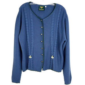 h. moser Made In Salzburg Austria Vintage Cardigan Crochet/Cable Knit Size 48